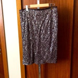 Sequin midi skirt in earth tones
